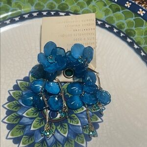 Anthropologie blue floral earrings